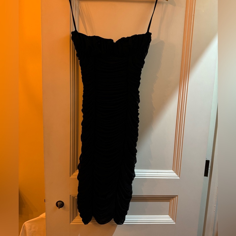 Aritzia Elegant Black Ruched Dress Strapless